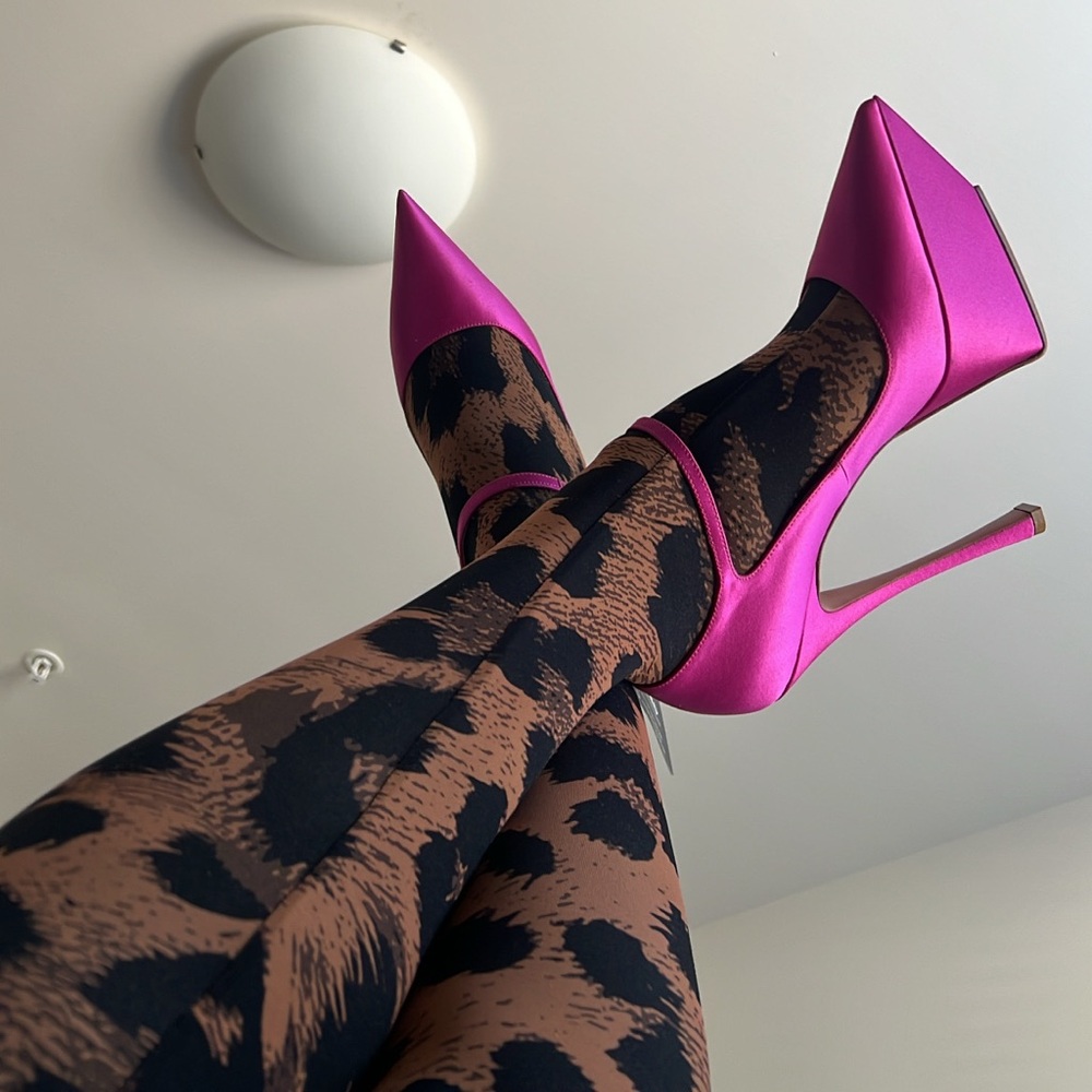 Amina Muaddi Pink Yigit Satin Platform Pumps